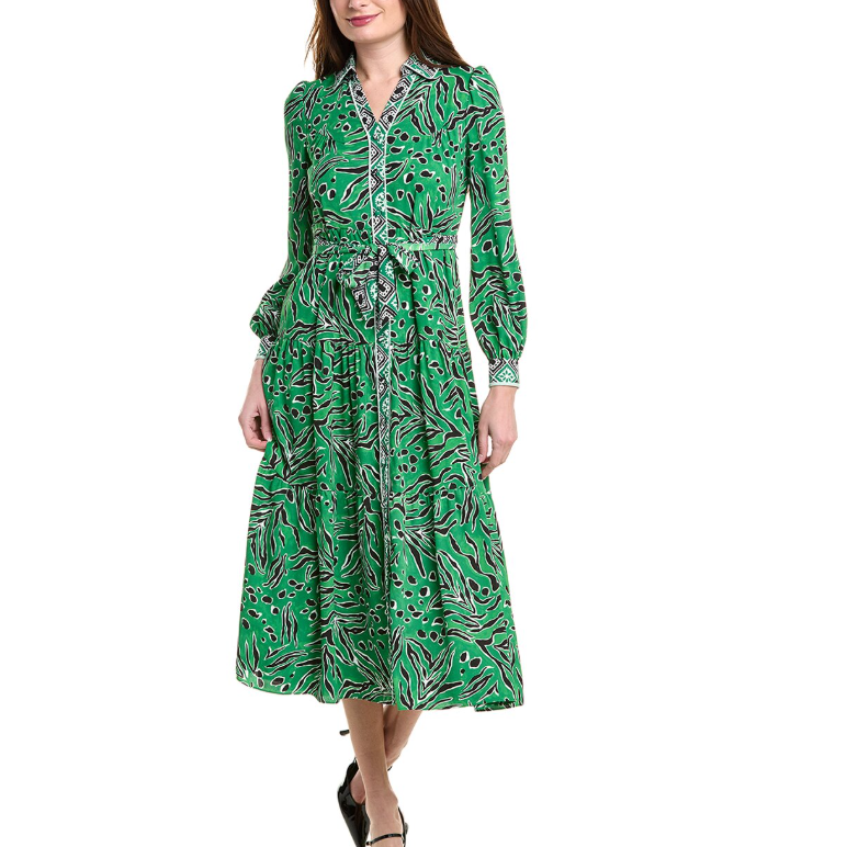 DVF Alea 绿色 Midi 连衣裙