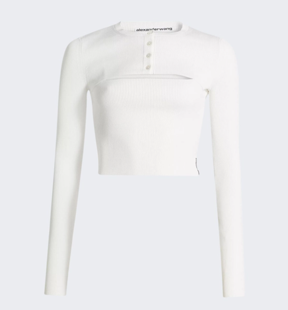 Alexander Wang 短款开衫搭配吊带背心