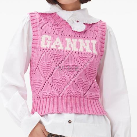 王玉雯同款！GANNI 粉色针织马甲