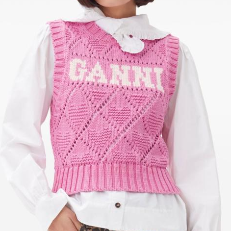 王玉雯同款！GANNI 粉色针织马甲
