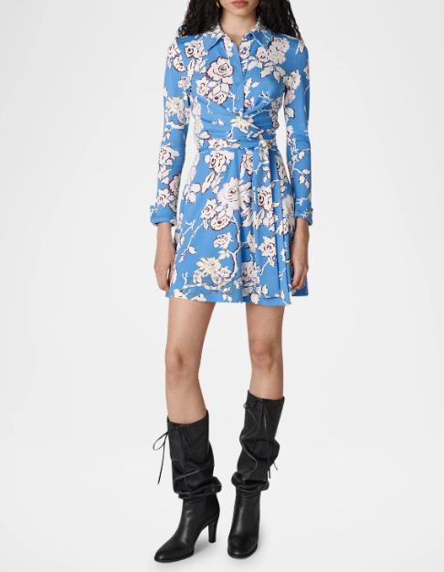 DVF Didi 花卉印花迷你裹身衬衫裙
