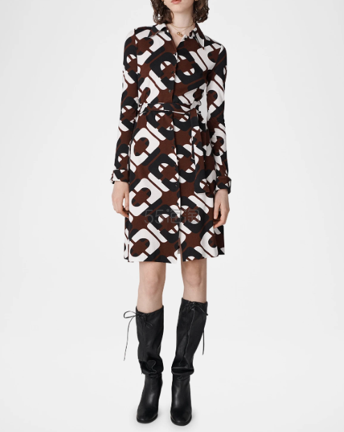 DVF Diane 系带几何印花衬衫裙