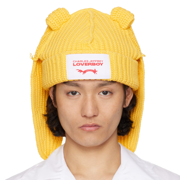 中站含税！Charles Jeffrey LOVERBOY 黄色 Chunky Rabbit 毛线帽