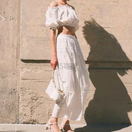 许我耀眼赵露思同款！Fabrique 白色蕾丝长裙