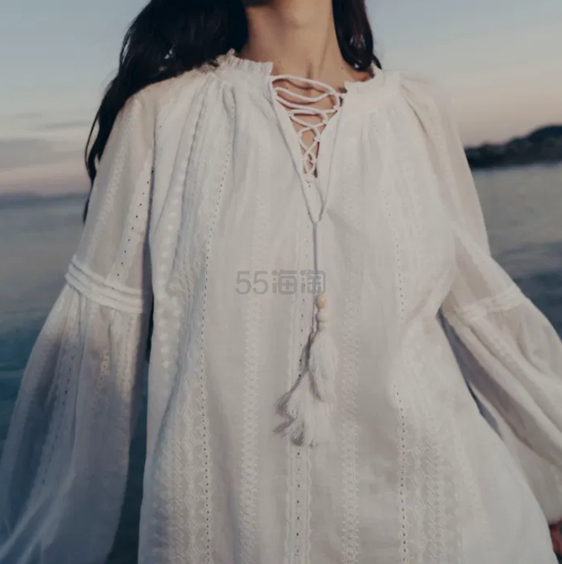 刘亦菲同款！Fabrique Vicky 精致棉质巴里纱泡泡袖上衣