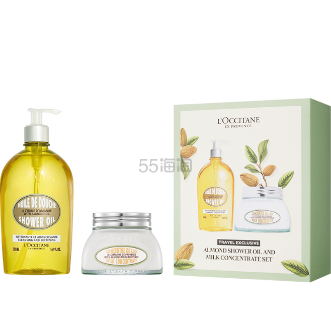 L'OCCITANE 甜扁桃味身体两件套（甜扁桃味沐浴油500ml+甜扁桃味紧致弹润美肤乳200ml）