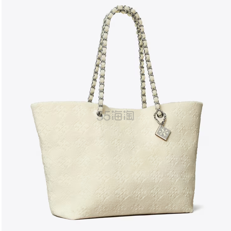 库存浅！Tory Burch 汤丽柏琦 Ella Terry 链条托特包 珍珠白