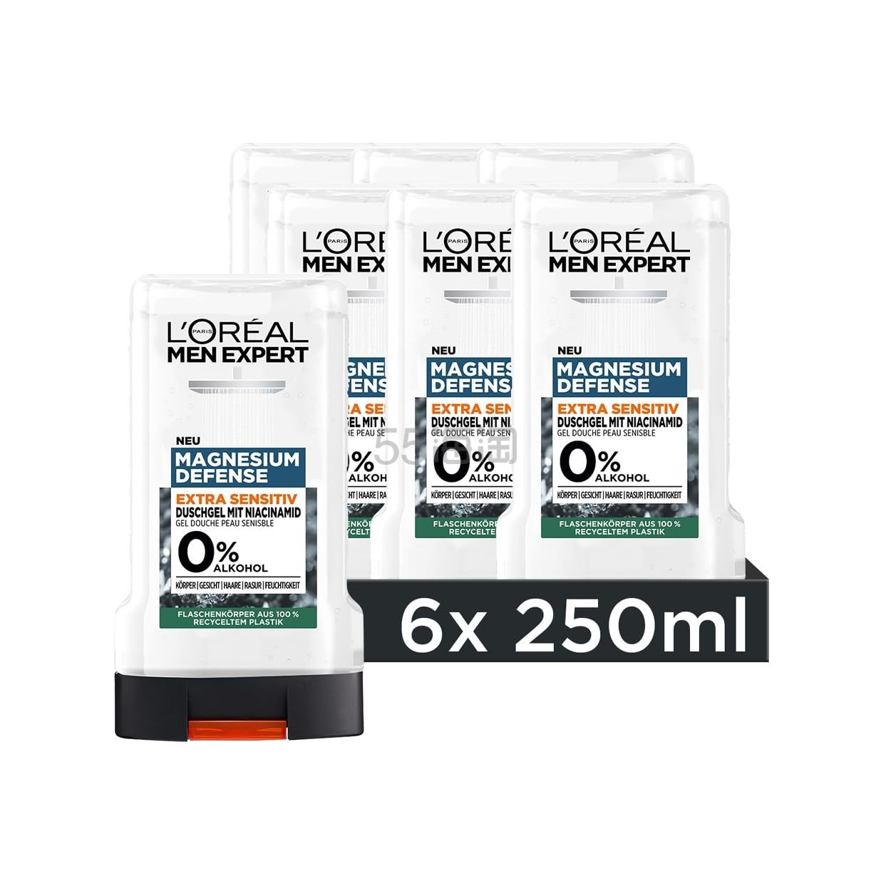 L'Oréal Paris 巴黎欧莱雅 Men Expert 敏感男士沐浴露和洗发水 6 x 250毫升