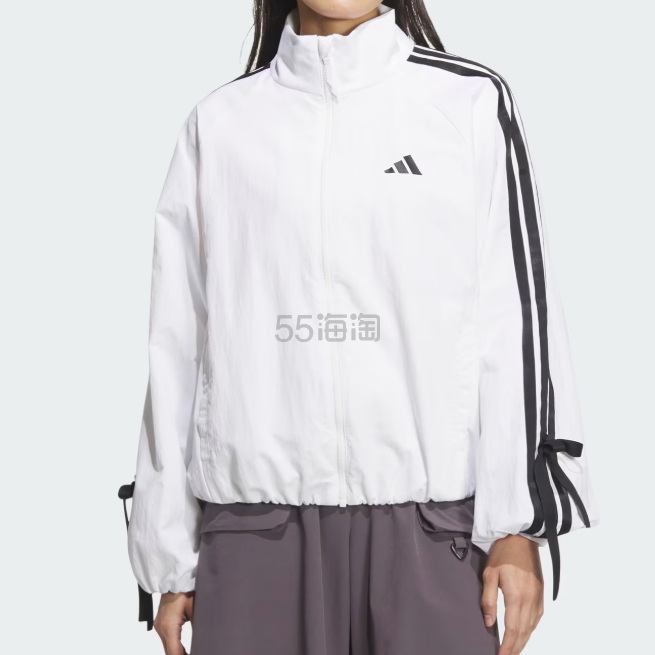 花少马思纯同款！adidas 经典三条纹蝴蝶结绑带外套
