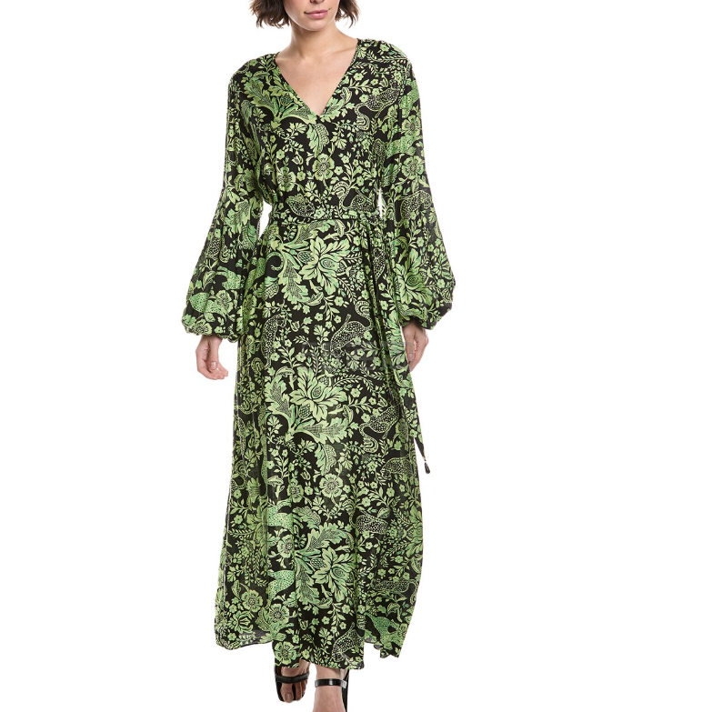 DVF 黄金丛林灯笼袖长款连衣裙