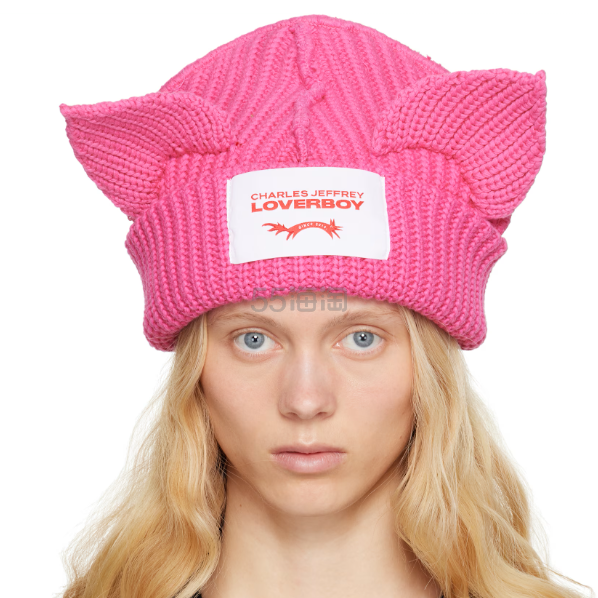 中站含税！Charles Jeffrey LOVERBOY 粉色 Chunky Ears 毛线帽