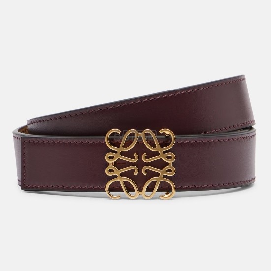 LOEWE 罗意威红棕色徽标皮革腰带