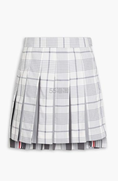 THOM BROWNE 府绸拼接褶裥威尔士亲王格纹羊毛迷你裙