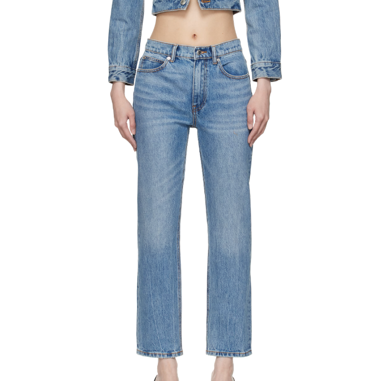 中站含税！Alexander Wang 蓝色 OG High-Rise Stovepipe 牛仔裤