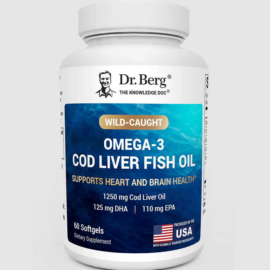 上新！Dr Berg 野生捕捞 Omega-3 鳕鱼肝油 DHA EPA – 60 粒软胶囊