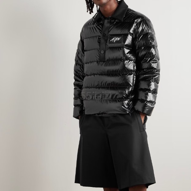 MONCLER GENIUS x A$AP Rocky 徽标黑色亮面羽绒服