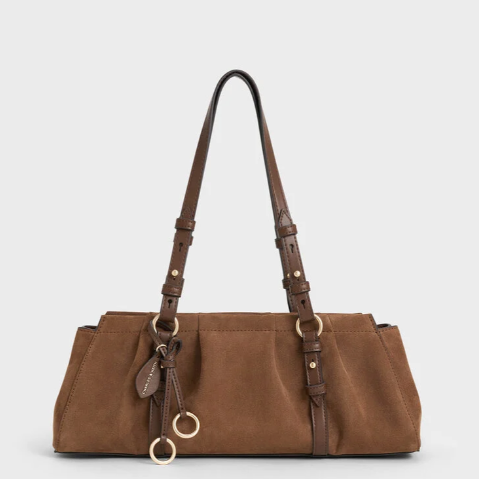 上新多色可选！Charles & Keith Britton 再生绒面革单肩包