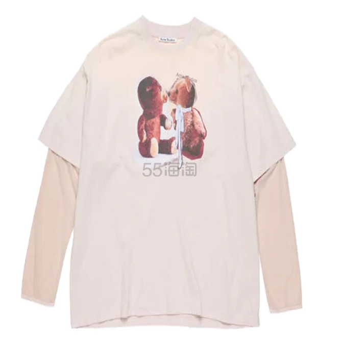 Acne Studios 粉色假2件小熊T