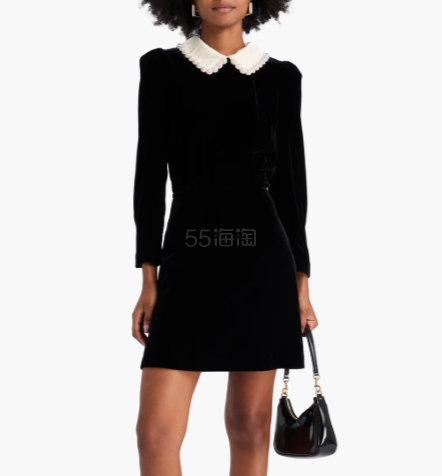 Sandro 人造珍珠缀饰天鹅绒迷你连衣裙