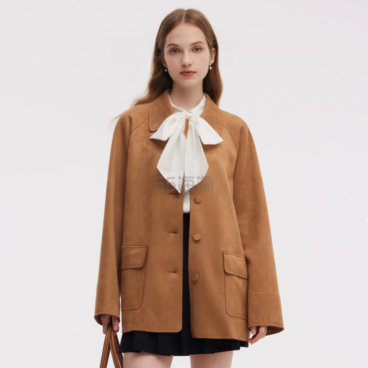 买5件享7折！Goelia 歌莉娅 仿麂皮夹克