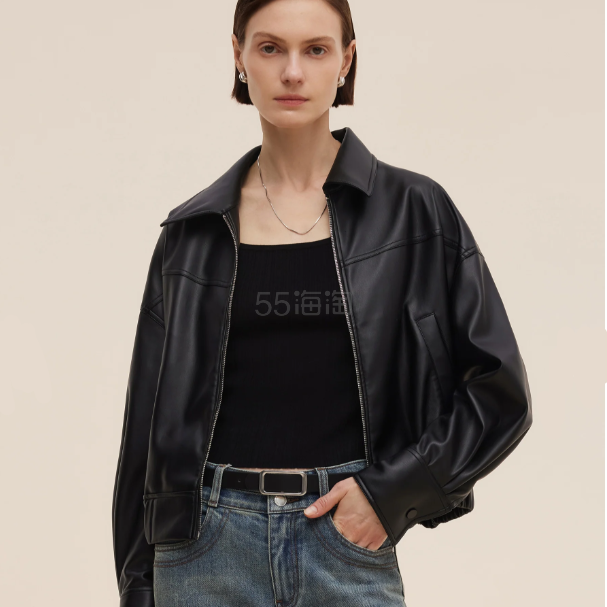 买5件享7折！Goelia 歌莉娅 短款皮衣外套