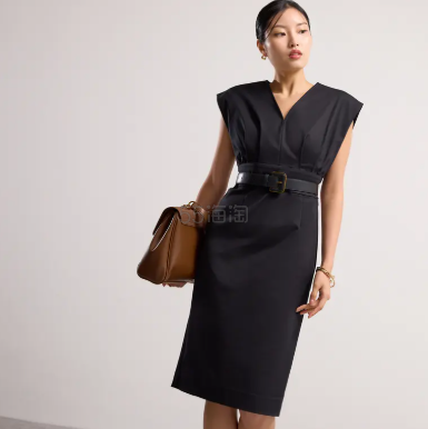 Love,bonito Kieun V领直筒中长连衣裙