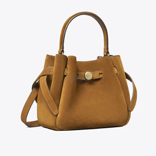 新型号！Tory Burch 汤丽柏琦 mini Romy 麂皮水桶包