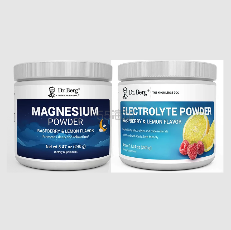 Dr Berg 甘氨酸镁与电解质粉套装 树莓柠檬味 50 份装