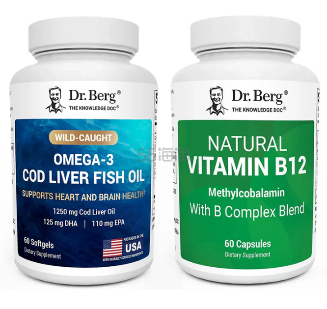 Dr Berg Omega-3 鳕鱼肝油与天然维生素 B12 套装