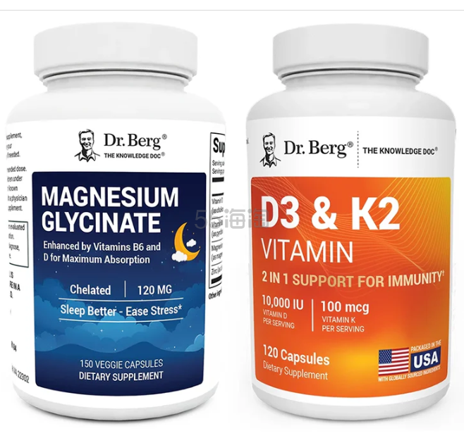 Dr Berg 甘氨酸镁与 D3&K2 套装