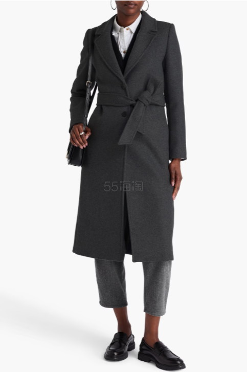 CLAUDIE PIERLOT 束腰羊毛混纺毛呢大衣