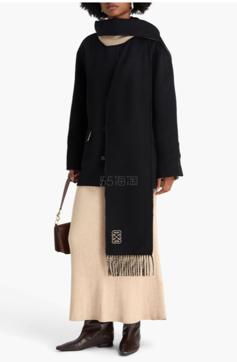 SANDRO 羊毛毛呢连帽大衣