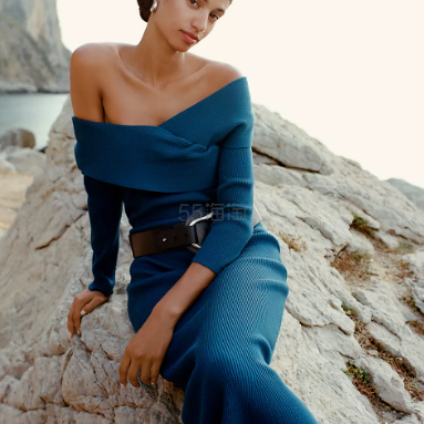 Anthropologie露肩修身毛衣连衣裙