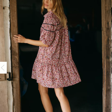 Maeve Leandra 褶皱迷你连衣裙