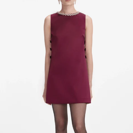 Self-Portrait 酒红色 无袖迷你连衣裙