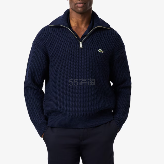 Lacoste 鳄鱼半拉链重磅羊毛衫