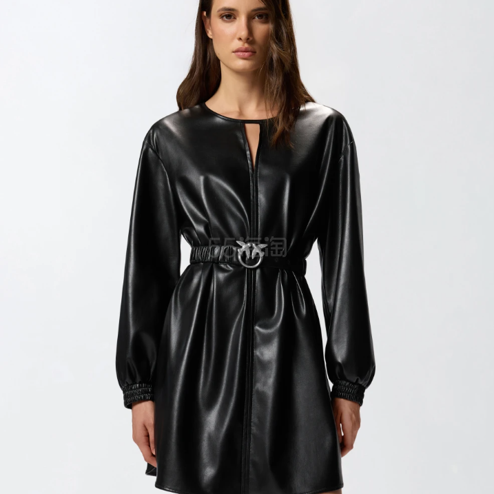 Pinko 短款皮革质感连衣裙