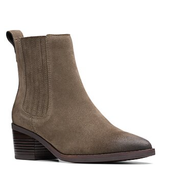 Clarks Morzine 带跟绒面革裸靴