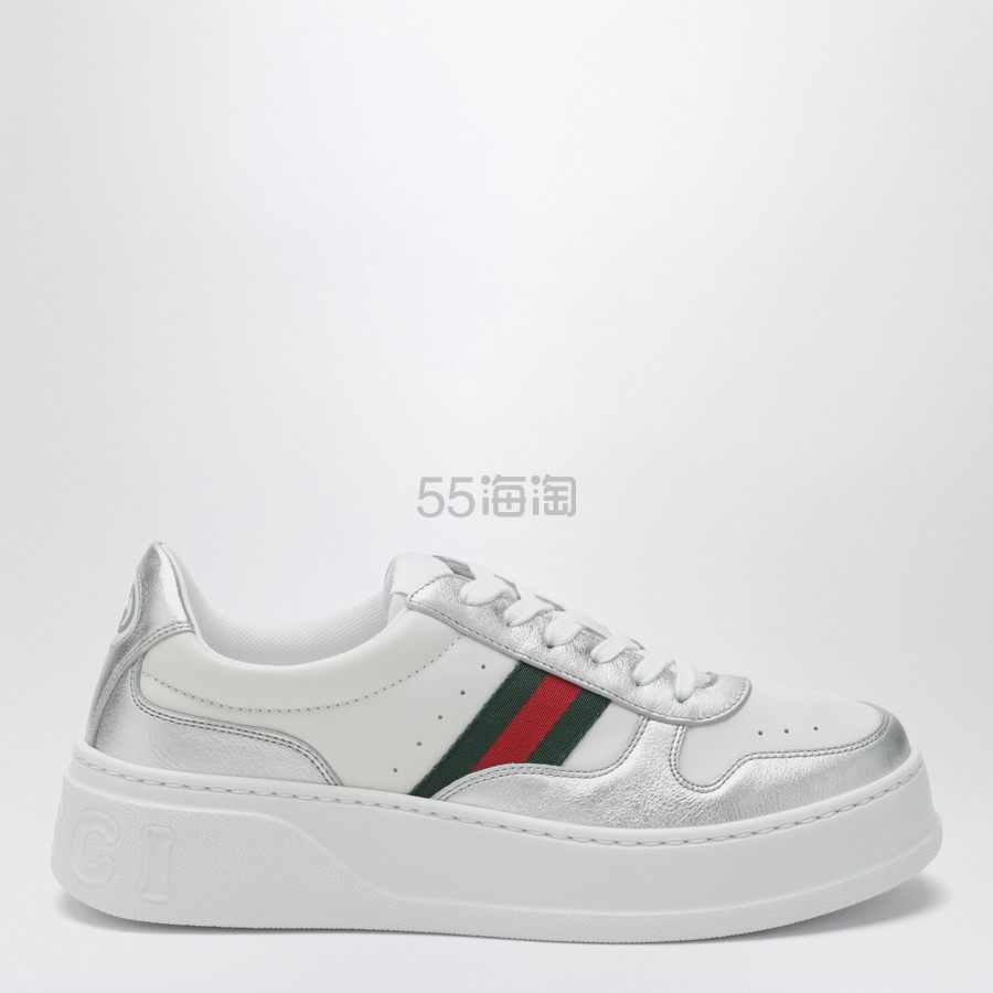 Gucci 古驰厚底运动鞋 白拼银色