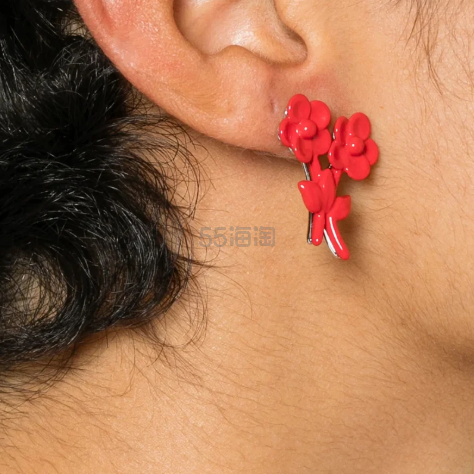 Shushu/tong 小红花耳环