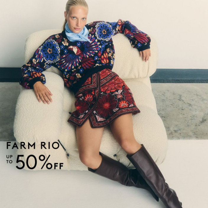 THE OUTNET 港站：Farm Rio 里约热夏・色彩狂欢 层叠印花中长连衣裙HK$854
