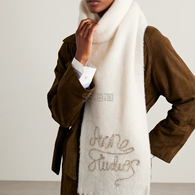 ACNE STUDIOS 白色流苏羊驼毛围巾