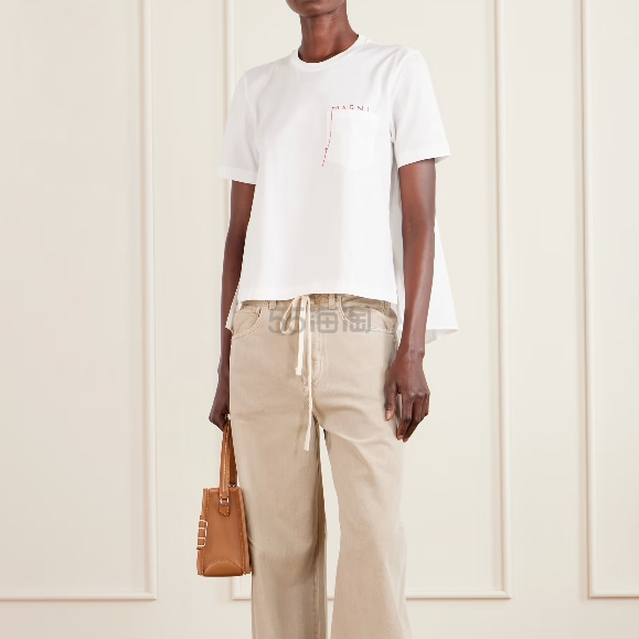 粉/白两色可选!MARNI 手工缝线logoT恤