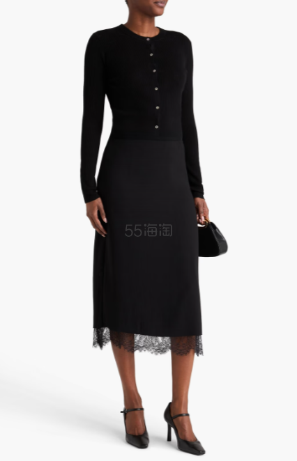 VINCE. 罗纹羊绒真丝混纺开衫