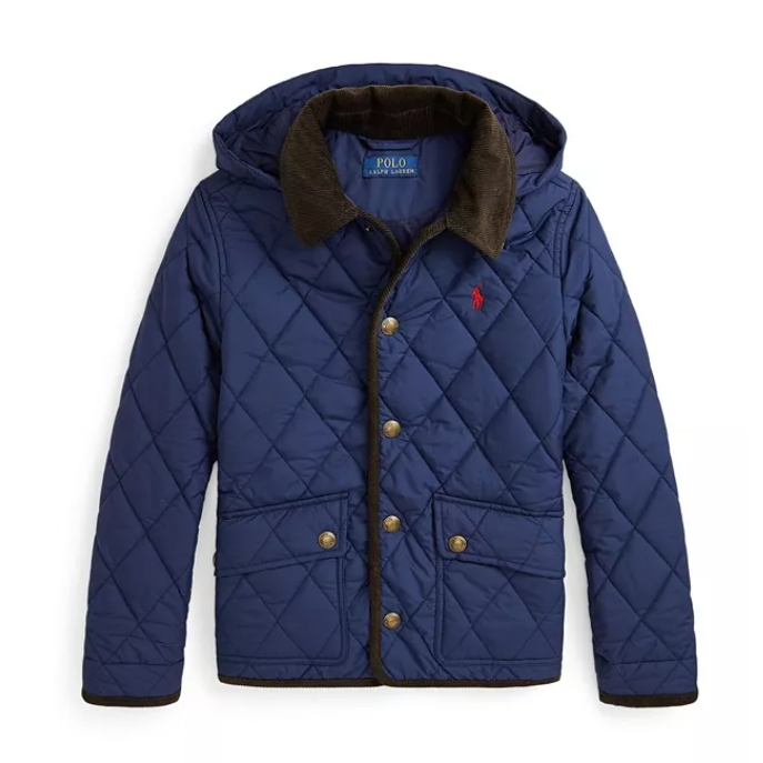 码数较全！Polo Ralph Lauren 拉夫劳伦大童款绗缝连帽夹克外套