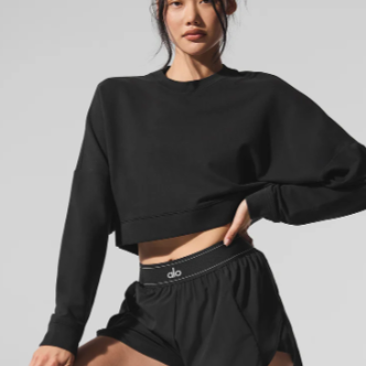 上新！Alo 短款宽松圆领套头衫