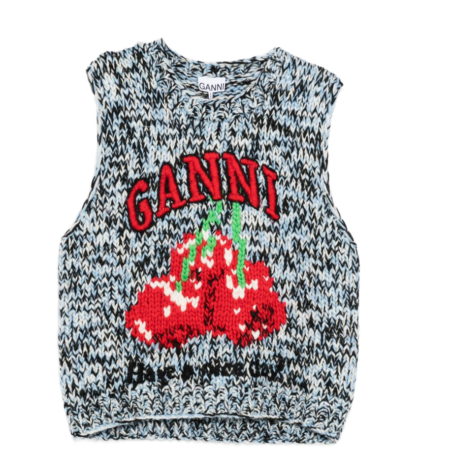 降价！Ganni 樱桃羊毛背心