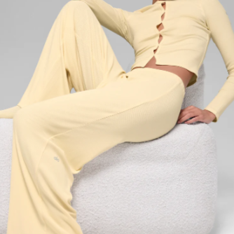 一套更出片！Alo 中腰休闲直筒裤 #烛光黄/黑色