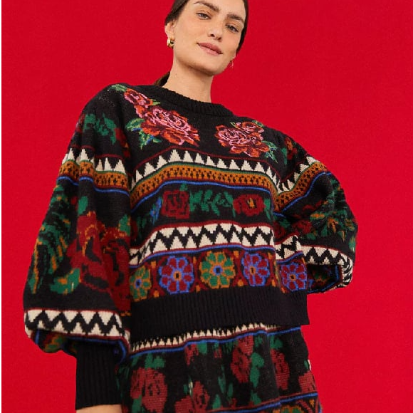 THE OUTNET 美站：Farm Rio 秋冬热带风特惠 蕾丝中长裙$96