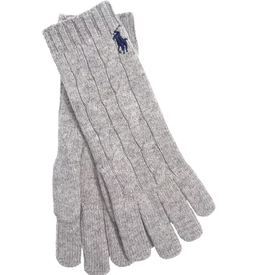 带小马标！Polo Ralph Lauren 拉夫劳伦羊毛与羊绒经典麻花手套